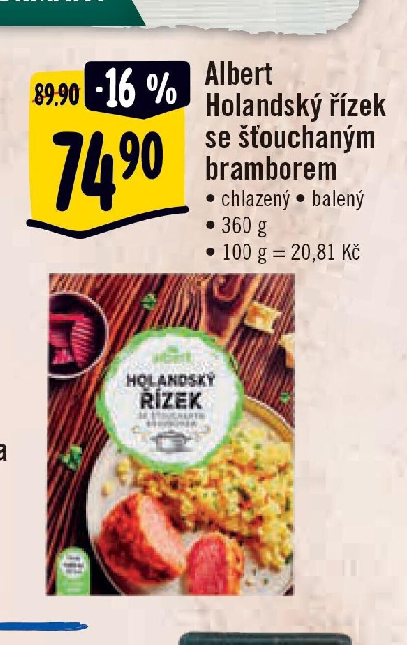 Albert Holandský řízek se šťouchaným bramborem
