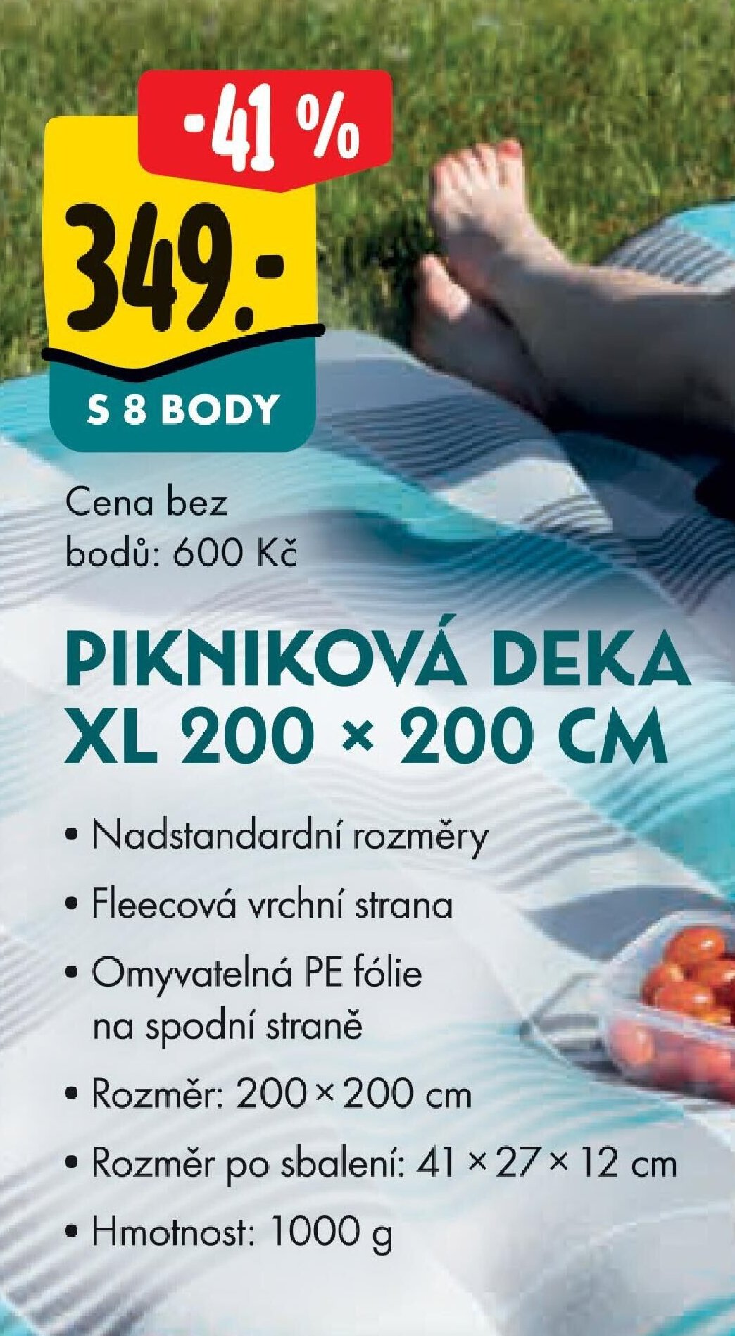 PIKNIKOVÁ DEKA XL 200 × 200 CM