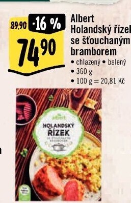 Holandský řízek se šťouchanými brambory Albert