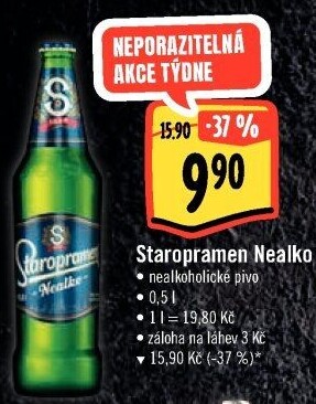 Nealkoholické pivo Staropramen