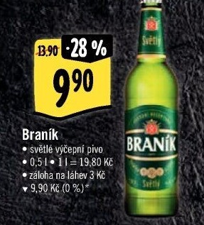 Pivo světlé výčepní 10° Braník