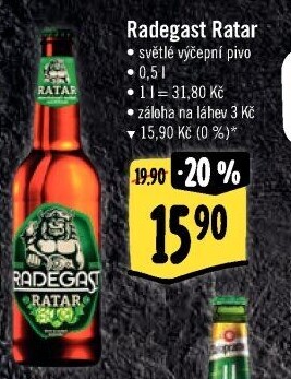 Pivo světlé výčepní Ratar Radegast