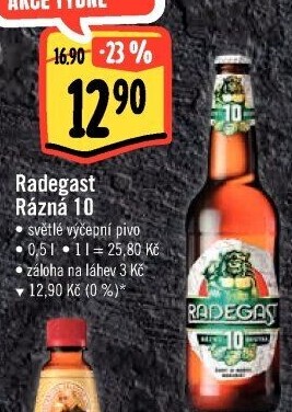 Pivo světlé výčepní Rázná 10° Radegast