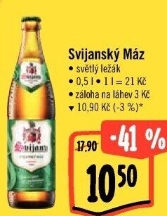 Pivo světlý ležák 11° Svijanský Máz Svijany