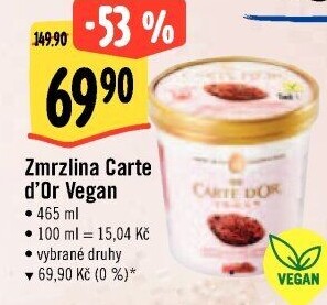 Zmrzlina v kelímku Vegan Carte D'