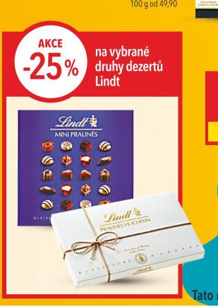 na vybrané druhy dezertů Lindt