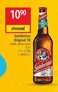 Gambrinus Originál 10 světlé výčepní pivo