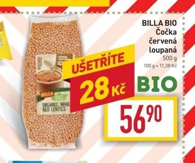 BILLA BIO Čočka červená loupaná