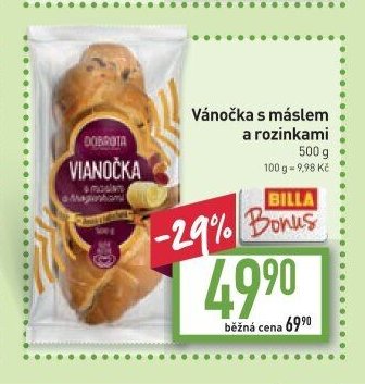 Vánočka s máslem a rozinkami