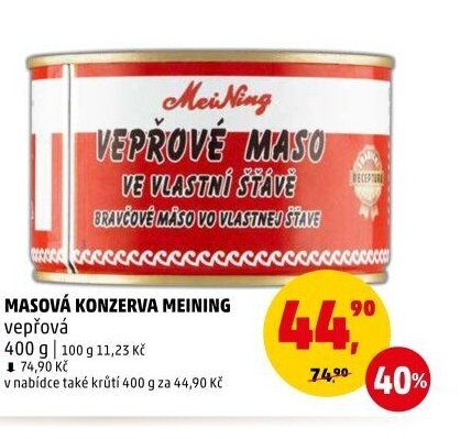 Masová konzerva Meining vepřová 400 g