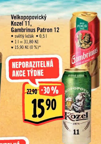 Pivo ležák 11° Velkopopovický Kozel