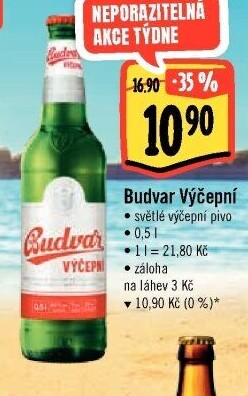Pivo světlé výčepní Budweiser Budvar