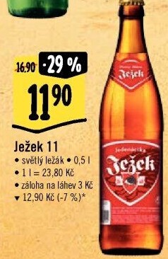 Pivo světlý ležák 11° Ježek Pivovar Jihlava