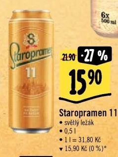 Pivo světlý ležák 11° Staropramen