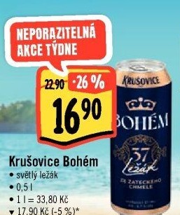 Pivo světlý ležák Bohém Krušovice