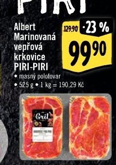 Vepřová krkovice marinovaná bez kosti Piri-Piri Albert Gril