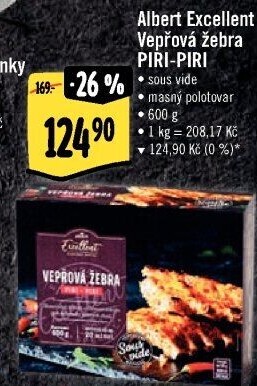 Vepřová žebra Piri-Piri Sous vide Albert Excellent