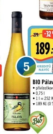 Víno Pálava Bio Sommelier Collection - přívlastkové