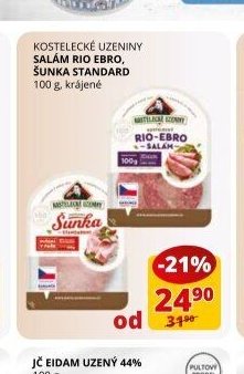 Kostelecké uzeniny salám Rio Ebro, šunka standard
