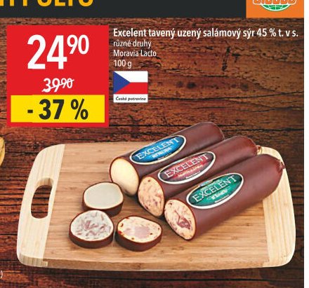 Excelent tavený uzený salámový sýr 45 % t. v s.