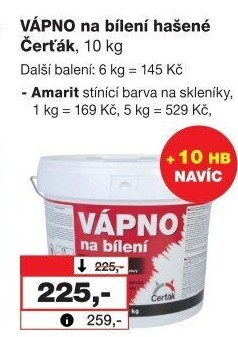 Hašené vápno Čerťák Barvy a laky Hostivař