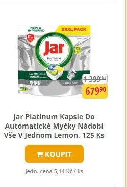 Jar Platinum Kapsle Do Automatické Myčky Nádobí Vše V Jednom Lemon, 125 Ks
