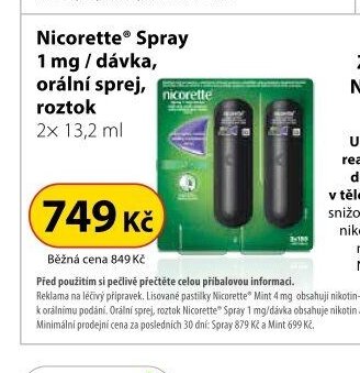 Nicorette Spray 1 mg/dávka, orální sprej, roztok 2x 13,2 ml
