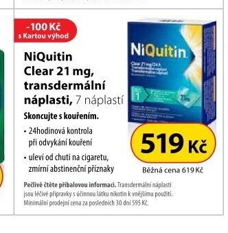 NiQuitin Clear 21 mg, transdermální náplasti, 7 náplastí