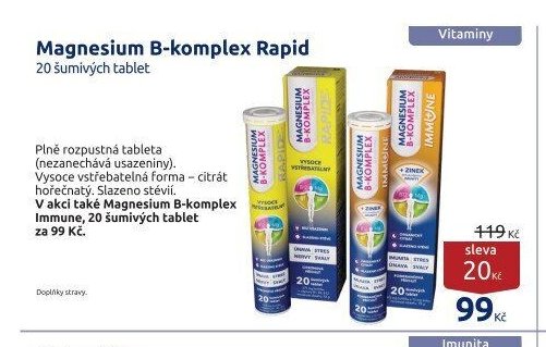 Magnesium B-komplex Rapid 20 šumivých tablet