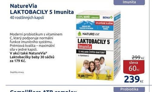 NatureVia LAKTOBACILY 5 Imunita 40 rostlinných kapslí