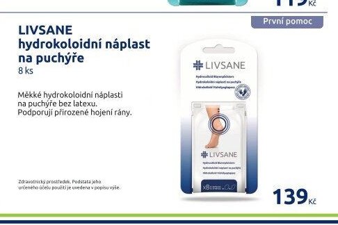 LIVSANE hydrokoloidní náplast na puchýře 8 ks