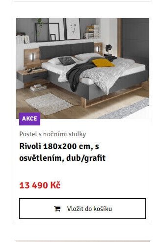 Postel s nočními stolky Rivoli 180x200 cm, s osvětlením, dub/grafit - ASKO akcniletaky.com
