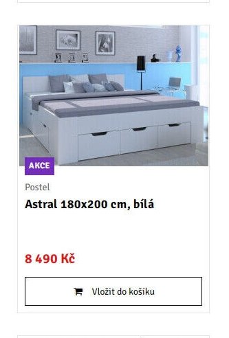 Postel Astral 180x200 cm, bílá - ASKO akcniletaky.com