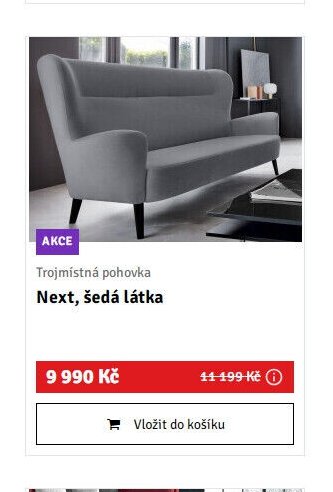 Trojmístná pohovka Next, šedá látka - ASKO akcniletaky.com
