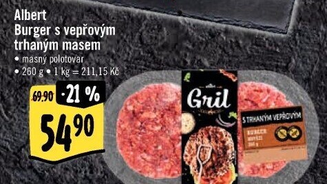 Burger s trhaným masem Albert Gril