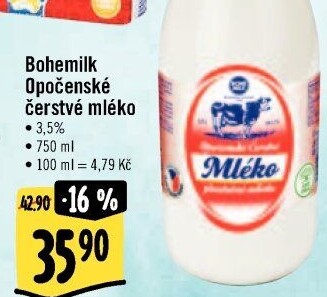 Mléko čerstvé Bohemilk - 3,5% plnotučné