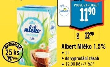 Mléko trvanlivé Albert - 1,5% polotučné