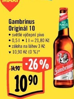 Pivo světlé výčepní Originál 10° Gambrinus