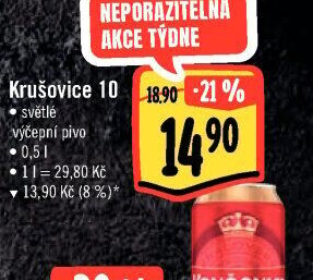 Pivo světlé výčepní Originál Královská 10° Krušovice