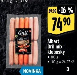 Klobásky Gril mix Albert Gril