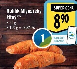 Rohlík Mlynářský žitný Albert