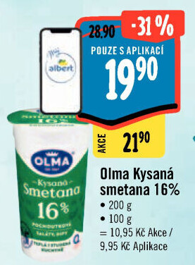 Smetana zakysaná Olma 16%