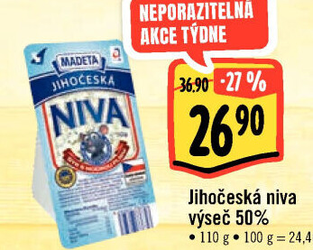 Sýr Niva Jihočeská 50% Madeta