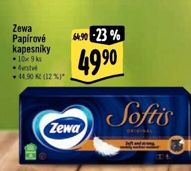 Kapesníčky papírové 4vrstvé Softis Zewa