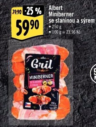 Miniberner se slaninou a sýrem Albert Gril