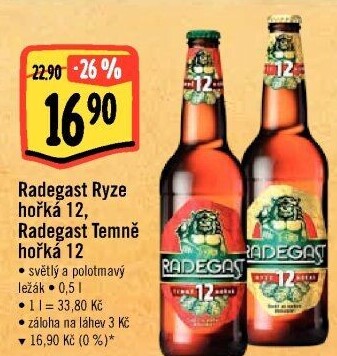 Pivo světlý ležák 12° Ryze hořká Radegast