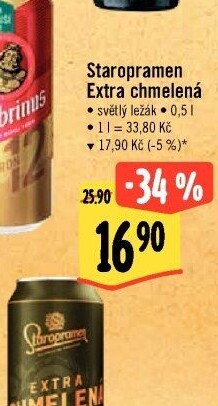 Pivo světlý ležák Extra chmelená 12° Staropramen