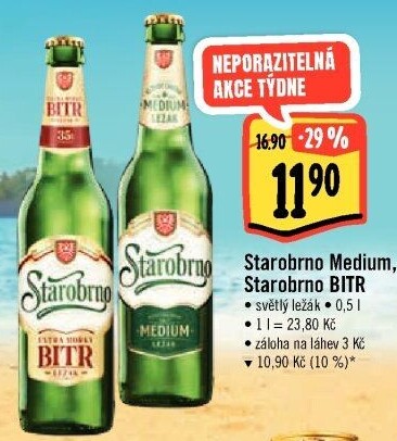 Pivo světlý ležák nepasterizovaný 11° Medium Starobrno