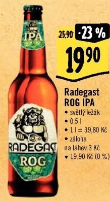 Pivo světlý výčepní speciál ROG IPA Radegast