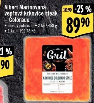 Vepřová krkovice marinovaná steak Colorado Albert Gril